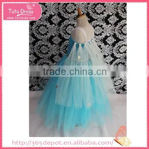 Pleated Skirt Royalblue Yarn Dress With Embroidered Rosette Waist Halloween Costume Gauze Dress Supplier's Choice thumbnail-6