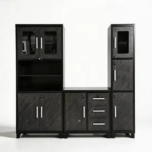 Marble Transfer Print Kitchen Cabinet Metal Knock‑down Storage Cabinet thumbnail-2