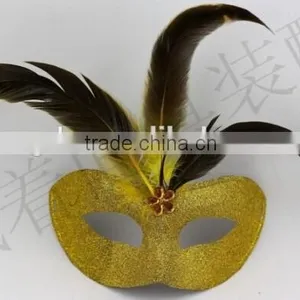 In Stock 7colors New Venetian Mask Beautiful Design Feather Mask Purple Feather Masquerade Mask thumbnail-5