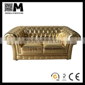 High Quality Leather Home Furniture Chesterfield Sofa Sir William PU Leather Gold Sofa thumbnail-1