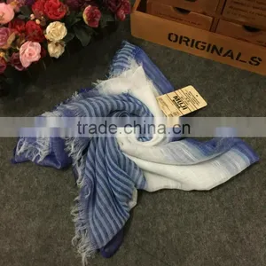 Latest Design Korean Fashion Cotton Linen Striped Fringe Tassel Scarf thumbnail-2