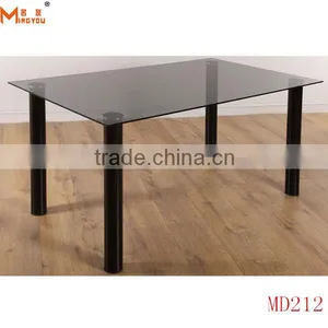 Popular Simple Design Black Tempered Glass Dining Table thumbnail-2