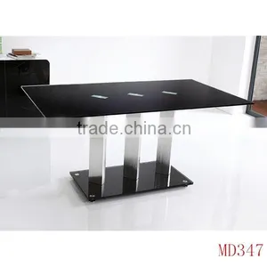Modern Black Glass Dining Room Table Parts thumbnail-2