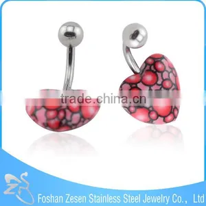 Fancy Lady Girl Resin Heart Shape Belly Ring Barbells Piercing thumbnail-2