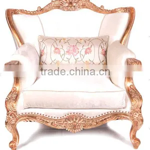 High-end Royal Style White Fabric Sofa Set Antique Hand Carved Sectional Sofa thumbnail-1