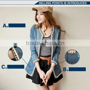 DJ217487 2014 Hot Selling China Wholesale Denim Jacket Women / Lady Denim Jacket thumbnail-1