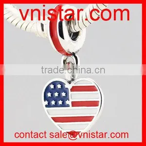 Vnistar Metal Alloy European Style Large Hole USA Flag Dangle Beads for 2016 TB081 thumbnail-1