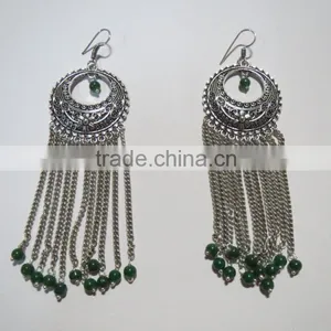 Victorian Style Aventurine Gemstone Earrings Oxodised Finish thumbnail-1