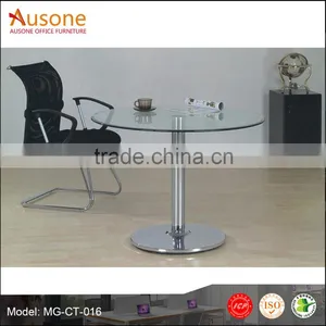 Office Break Room Chatting Table Tea Room Glass Top Table Circular Glass Coffee Table thumbnail-1