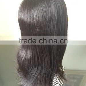 Express Wholesale Factory Direct Price 1B# 14" 100% Brazilian Human Hair Silk Forehead Full Hand Tied Wig thumbnail-2