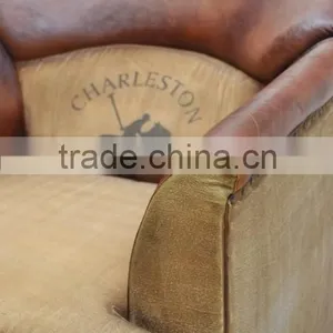 Furniture Jodhpurexports India , INDUSTRIAL ARMS CANVAS AND LEATHER SOFA thumbnail-2