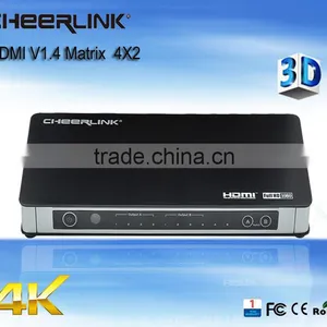 Cheerlink Hdmi V1.4 Ultra hd 2160p 4k2k Hdmi Matrix 4x2 /remote Control via Rs232/black thumbnail-1