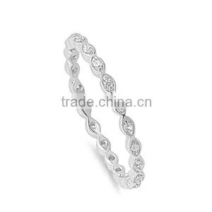 Excellent 925 Sterling Silver Thin Design Zircon Eternity Ring thumbnail-1
