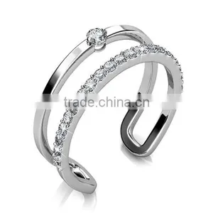 With Stone 925 Sterling Silver Open Ring Style thumbnail-1