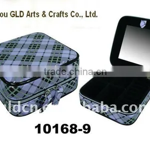 OEM Delicate Style Leather Jewelry Case With Mirror/zipper thumbnail-1