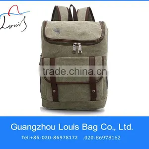 Designer Mens Backpack Canvas Bag With Leather Trim,Canvas Cowboy Bag thumbnail-1