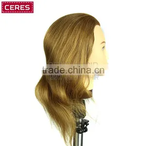 Salon Natural Female 100% Human Hair Mannequin Doll Training Head Practice Head Wholesale thumbnail-2