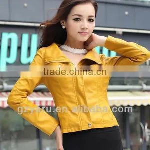 European Fashion Women Casual Short pu Motorcycle Jacket thumbnail-1