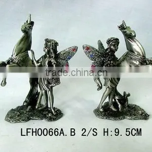 Metal Lovely Fairy With Unicorn Sculpture 0066 thumbnail-1