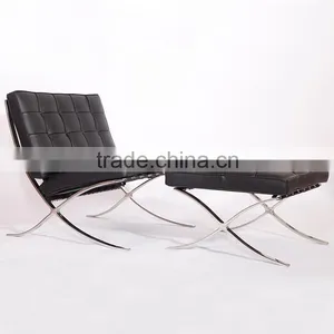 Premium Pavilion Barcelona Style Lounge Chairs Black thumbnail-1