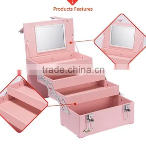 Gift Cute and Fancy Pink 4 Tier Waterproof Travel Toiletry Makeup Cosmetic Case Bag thumbnail-4