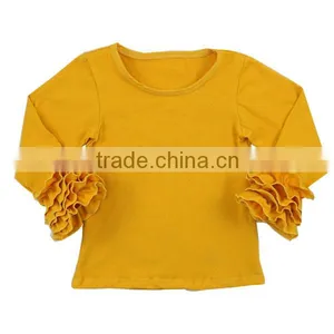 Knitted Baby Cloth Fall Shirt Blank Clothing Coral Ruffle Shirt Cotton Kids Top Wholesale Icing Ruffle Shirt Girls Icing Shirts thumbnail-4