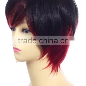 Factory Cheap Price Mix Black/red High Density Synthetic Hair Short Ombre Wig thumbnail-4