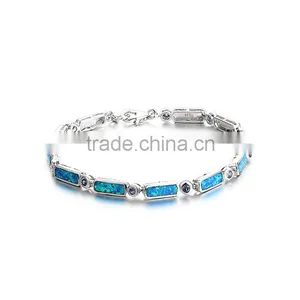 925 Sterling Silver Ocean Synthetic Blue Opal Bracelet Jewelry SBI181W thumbnail-6
