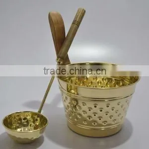 Solid Brass Buckets With Hammered Design for Sauna Spa thumbnail-2