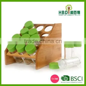 Buy Glass Spice Set With Bamboo Rack ,spices Glass Container Set,candle Jars Wholesale thumbnail-2