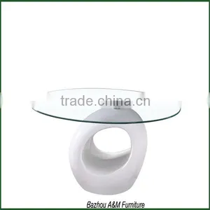 Continuum Modern Oval Coffee Table in White thumbnail-1