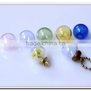 BUlk Accessories for Fairy Garden Japanese Necklace - Asian Necklace - Moss Tiny Garden Necklace - Round Hollow Blue Glass Ball thumbnail-5