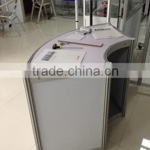 Hot Sale Aluminum Curved Solid Surface Reception Desk for Exhibition Display thumbnail-2