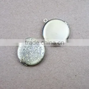 27mm Vintage Style Round Flower Engravde Brass Antiqued Bronze Photo Locket Pendant Charm DIY Supplies 1111012 thumbnail-1