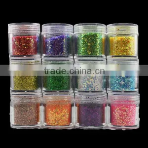 H1-008 12COLOURS BIG GLITTER POWDER ,10G Nail Art Fine Powder thumbnail-1