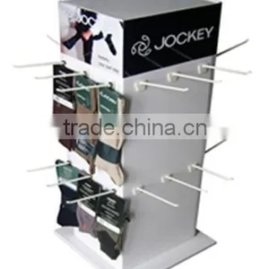 Supermarket Retail Cardboard Floor Hook Display Stand for Socks thumbnail-1
