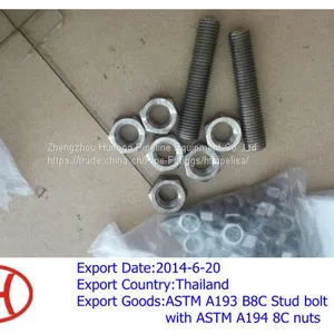ASTM A193 B8C Stud Bolt With ASTM B194 8C Nuts thumbnail-1