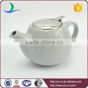 China Supplier Grey Ceramic Teapots Wholesale With Infuser Basket thumbnail-4