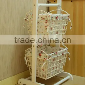 Handmade White Kitchen Storage Cabinet Basket Bedroom Storage Cabinet Kids Toys Cabinet thumbnail-1