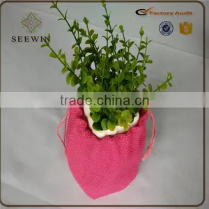 Lovely Cute Burlap Natural Jute Fabric Indoor Plant Pots thumbnail-2