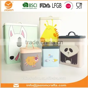 Set of 5pcs Metal Dog Dry Food and Bird Pet Treats Storage Canister Tin Box thumbnail-1