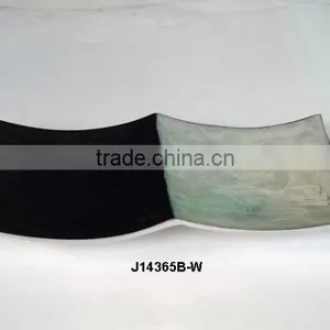 Two Compartment Cast Aluminium Enamel Bowl With Food Safe Enamel in Black and White Colour thumbnail-1