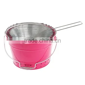 Portable Bucket Charcoal Bbq Grill Metal thumbnail-4