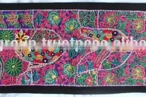 Rare Vintage Recycled Indian Textile Tapestry Fabric - - Indian Handcrafted Table Cover Cum Runner thumbnail-3