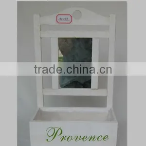 Rectangular White Wash Wood Hanging Planter thumbnail-1