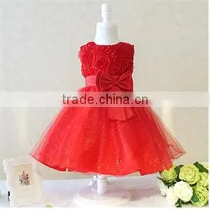 2015 New Arrival NOVA Fashion Cute Flowers Girls Dress Red Princess Tulle Dresses Children Clothes for Girls thumbnail-2