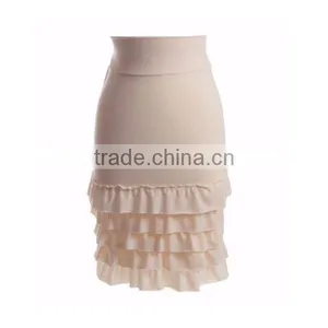 Cheap Custom New Style Fashion Design Cream Ruffle Tiered Polyester Extender For Women Ladies Skirt thumbnail-1