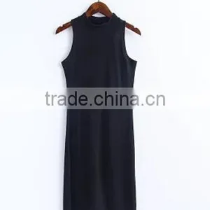 Summer Kendel Style Sexy Sheath Dress Women Turtleneck Tank Split Dress thumbnail-4