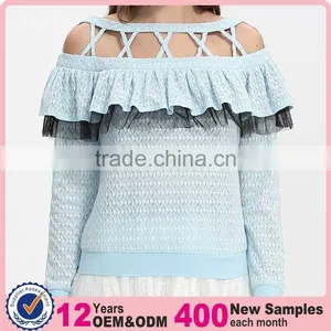 Lady Fashion Cutting Long Peasant Sleeve Blouse Design thumbnail-1