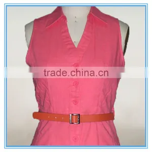 Red Sexy Mature Pictures Shirt Neck Office Party Dress For Ladies thumbnail-2